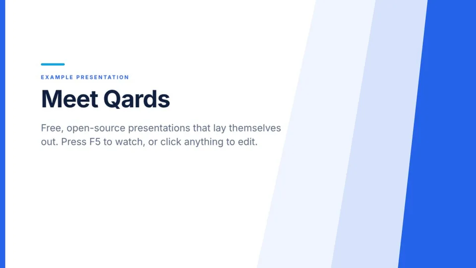 The title qard of the example presentation, Meet Qards